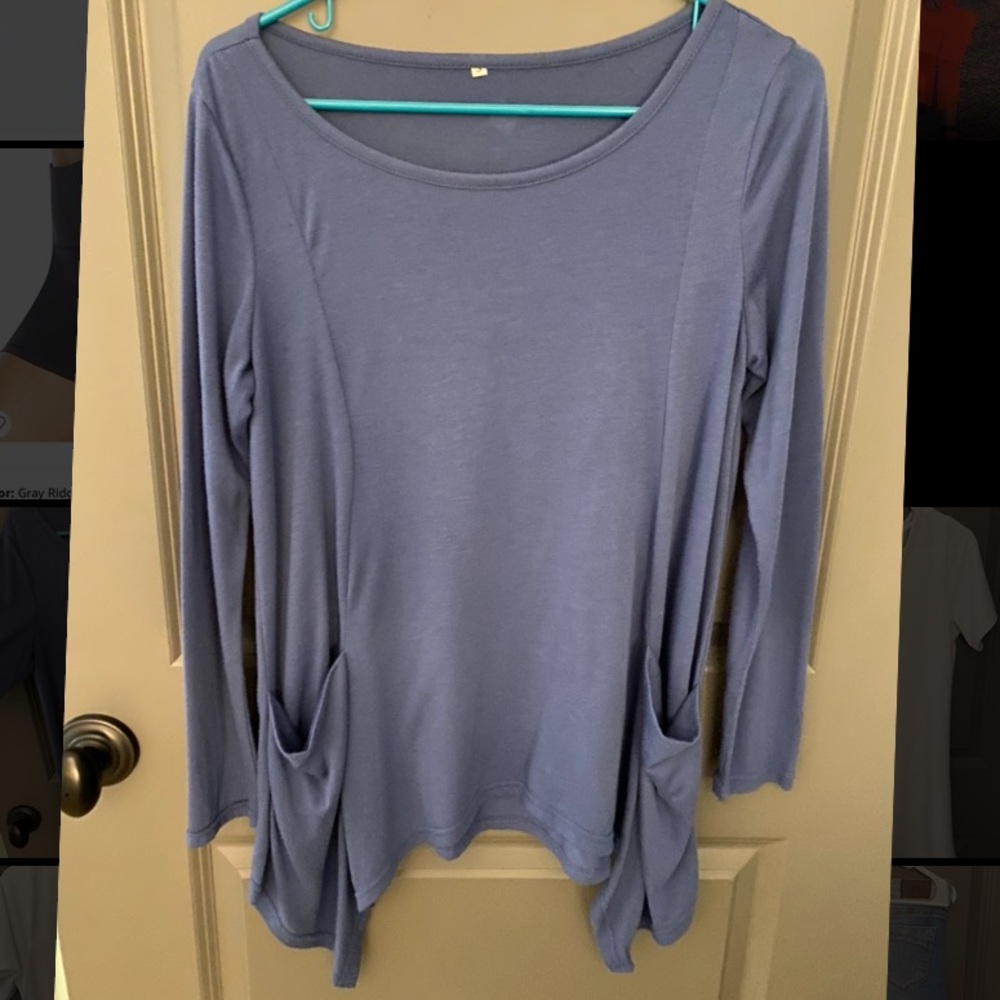 Flowy blue top with pockets